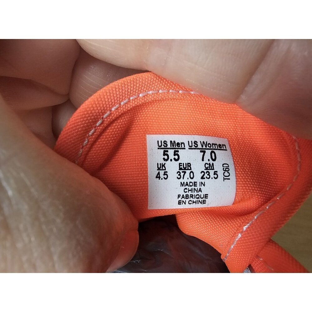 Vans Unisex Neon Orange No laces Mens 5.5 Woman 7 Shoes Sneakers - Picture 3 of 12